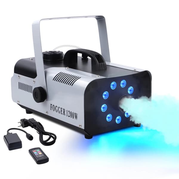 1200W Dimmaskin, RGB LED-lampor, Trådlös Fjärrkontroll,9 LED-rökmaskin, EU-kontakt