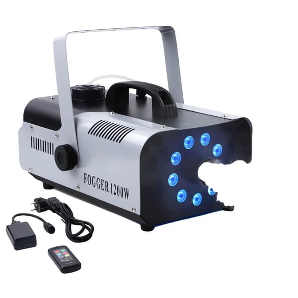 1200W Dimmaskin, RGB LED-lampor, Trådlös Fjärrkontroll,9 LED-rökmaskin, EU-kontakt