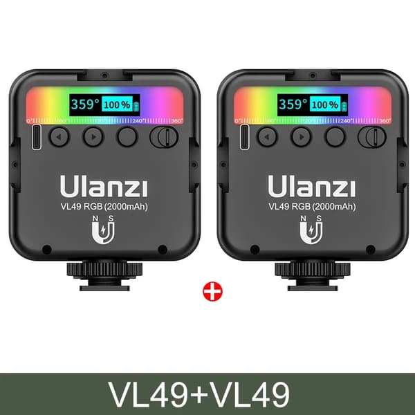 RGB LED Video Light, Justerbar Farvetemperatur, Kompakt og Bærbar Design,2 stk. VL49