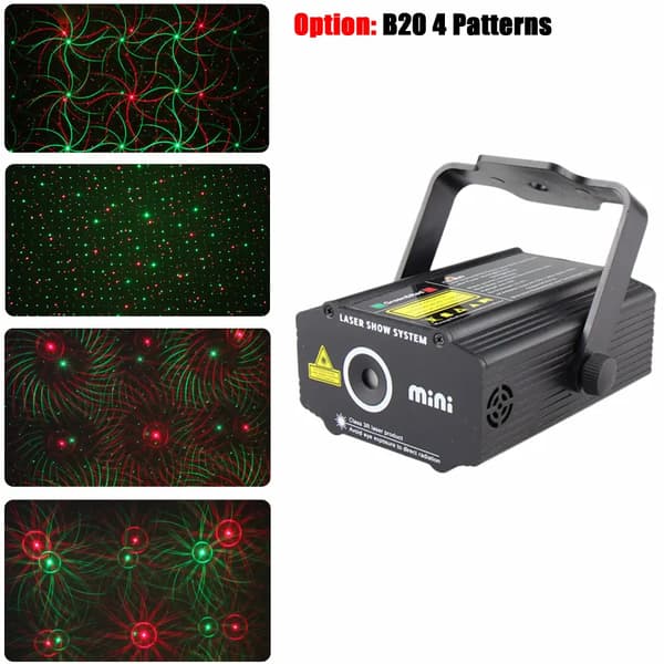 Laserstjerneprojektor, 4 mønstre, sceneeffektlys, B20 4 mønstre, EU-stik