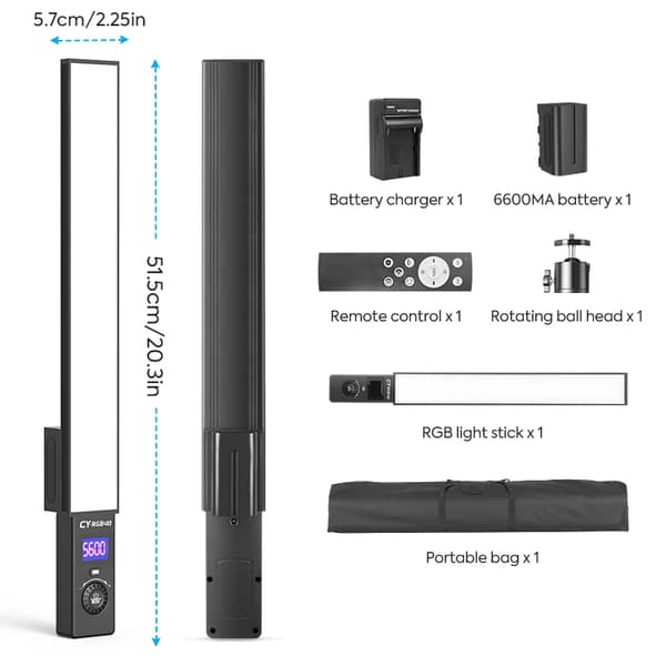 RGB Video Lys, Bi-farve 3200K-5600K, 2500 Lumen,RGB lys kun