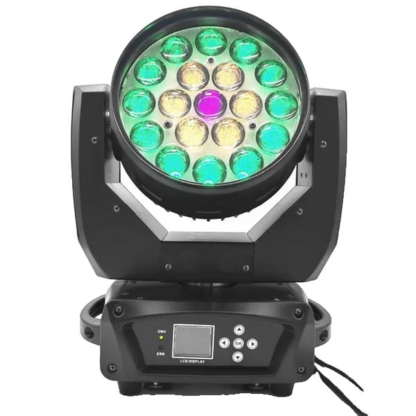 LED-rörligt huvudljus, RGBWA UV-stråle, tvättzoom, 19x15W Beam Wash, EU-kontakt