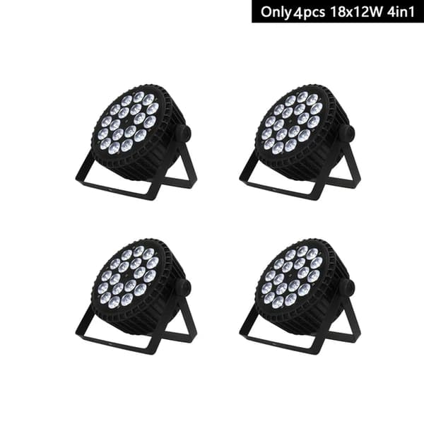 LED Par Lys, RGBWA UV Farveblanding, DMX Kontrol, Kun 4 stk 18x12W, EU-stik