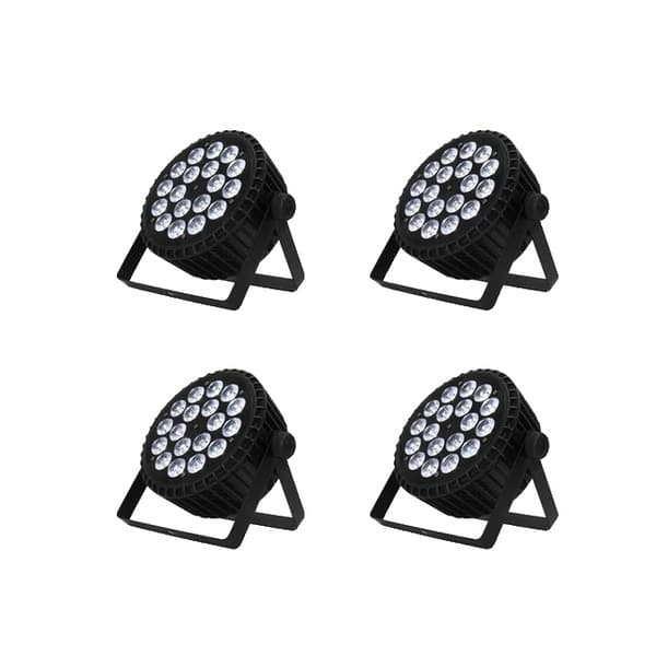 LED Par Lys, RGBWA UV Farveblanding, DMX Kontrol, Kun 4 stk 18x12W, EU-stik