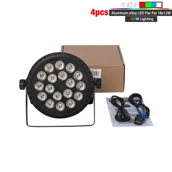 LED Par Lys, RGBWA+UV Farveblanding, DMX 512 Kompatibilitet, 4 stk 18x12W, EU-stik