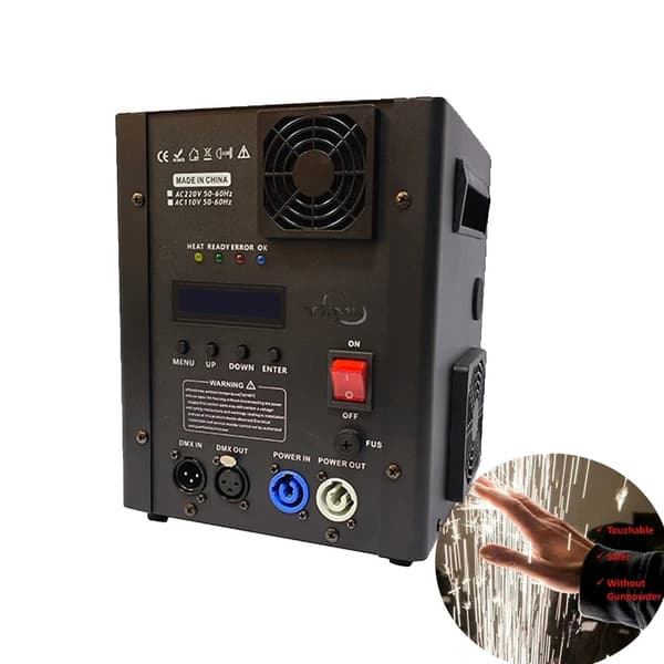 Kold Funkenmaskine, 600W/700W Strømmuligheder, DMX & Fjernbetjening,600W, 1 Maskine