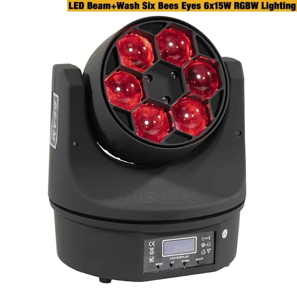 Scenelys, LED-stråle, RGBW-farveblanding, Bier Øje 6x15W, EU-stik