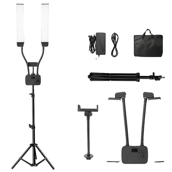 Fotografisk fyldelys, justerbar farvetemperatur, LCD-skærmvisning, med 160cm stativ, EU