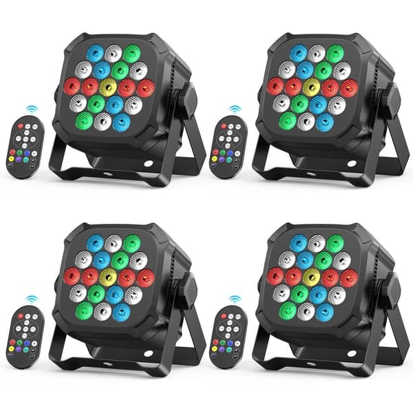 LED Par Lygter, Livlige RGB Farvevalg, Multifunktionel Fjernbetjening,EU-stik, ZQ01639-4Stk
