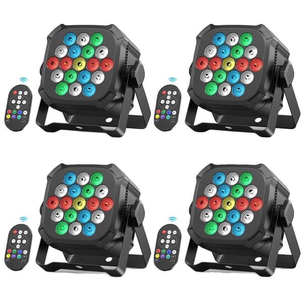 LED Par Lygter, Livlige RGB Farvevalg, Multifunktionel Fjernbetjening,EU-stik, ZQ01639-4Stk