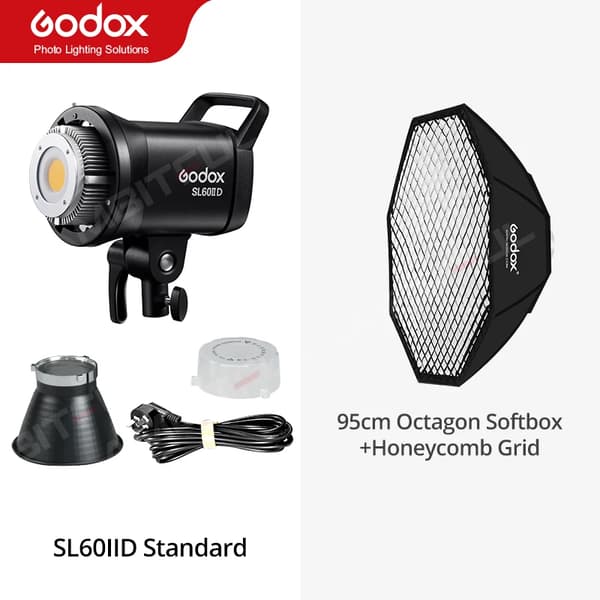 Godox LED Videolys, 5600K Farvetemperatur, 2.4GHz Trådløs Kontrol,SL60IID Kit 4