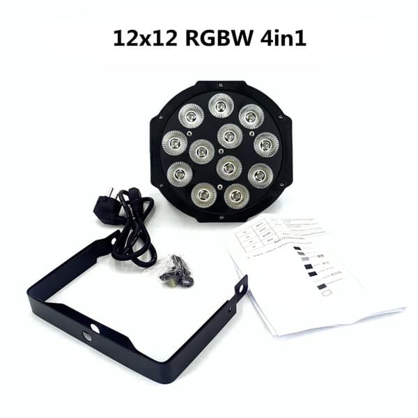 LED Par Lys, RGBWA UV Farveblanding, DMX Kontrol, 12x12W RGBW, EU-stik