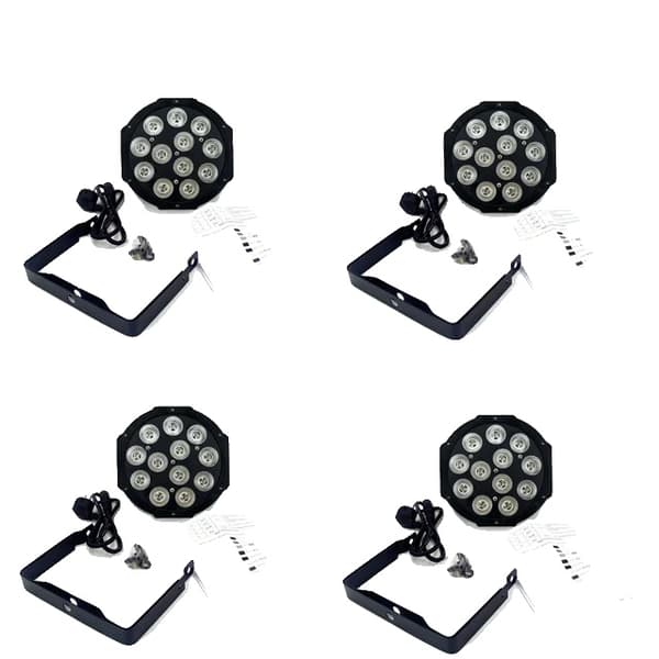 LED Par Lys, RGBWA UV Farveblanding, DMX Kontrol, 12x12W 4 stk, EU-stik