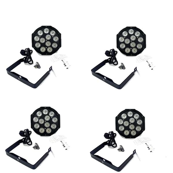 LED Par Lys, RGBWA UV Farveblanding, DMX Kontrol, 12x18W 4stk, EU-stik