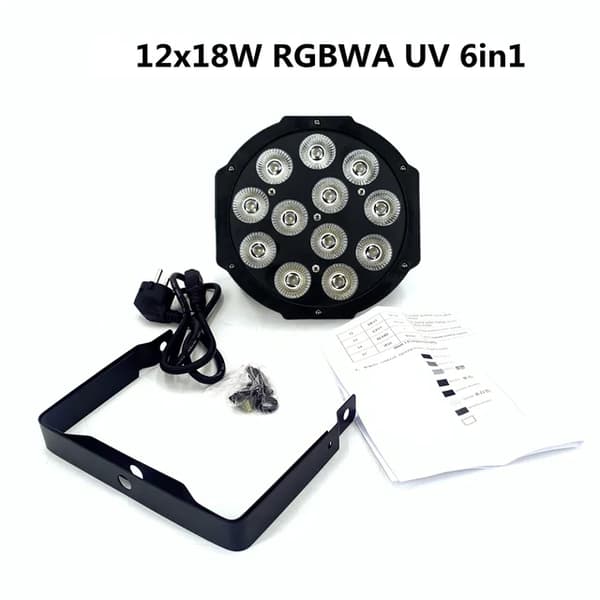 LED Par Lys, RGBWA UV Farveblanding, DMX Kontrol, 12x18W RGBWA UV, EU-stik
