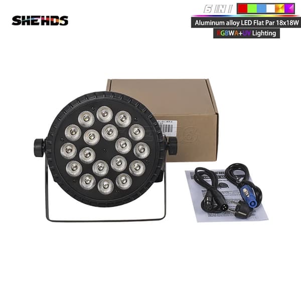 LED Par Lys, Aluminiumslegering Konstruktion, Egnet til DJ Disco Fester, Flad 18x18W 6i1, EU-stik