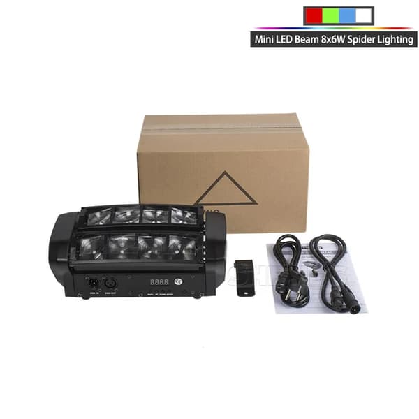 LED Edderkop Lys, Mini Størrelse, RGBW Farveblanding, 8x6W RGBW, EU-stik
