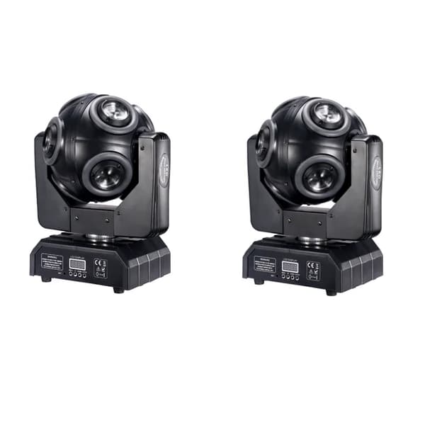 LED Moving Head Lys, RGBW 4 i 1 med Halo RGB 3 i 1, 360° Uendelig Rotation Beam Flash DJ Bar DMX 512 Scene Effekt, 2 Lys 8x15W, EU-stik