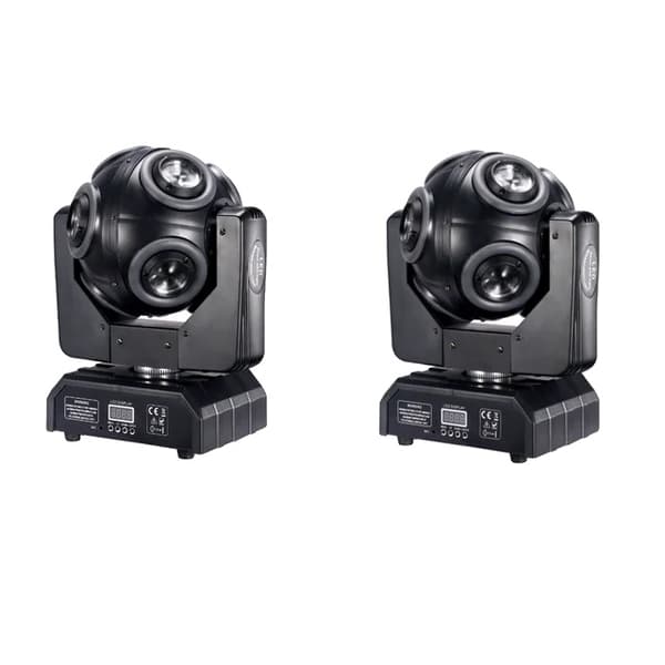 LED Moving Head Lys, RGBW 4 i 1 med Halo RGB 3 i 1, 360° Uendelig Rotation Beam Flash DJ Bar DMX 512 Scene Effekt, 2 Lys 8x15W, EU-stik