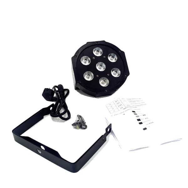 DJ Par Lys, RGBWA UV 6i1 LED, Lydløs Blæser, Aluminium Skal, 7x18W RGBWA UV, EU-stik