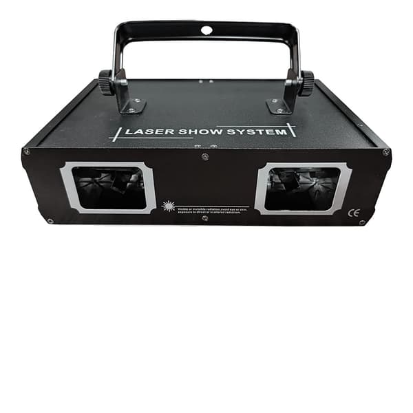 Disco Laser Projektor, Dobbelt Linse, RGB Stråle, DMX Kontrol,EU stik, sort