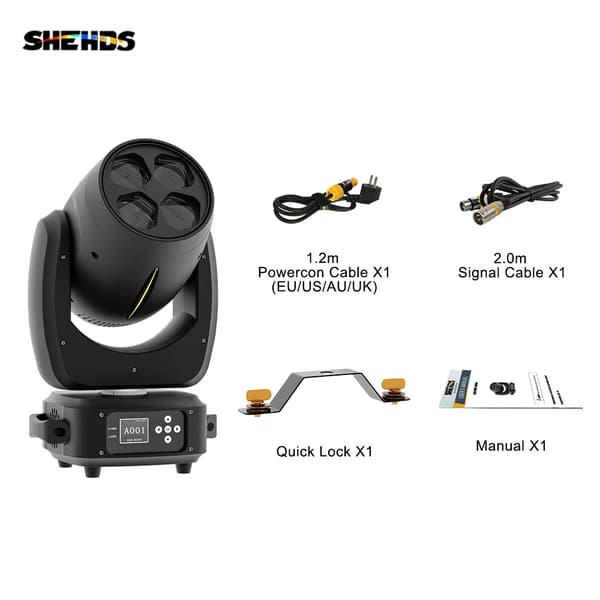 Beam Moving Head Light, 180W Strømforsyning, 2,8° Strålevinkel, 7790 Lux Belysning,Eu stik, 4X40W små bier