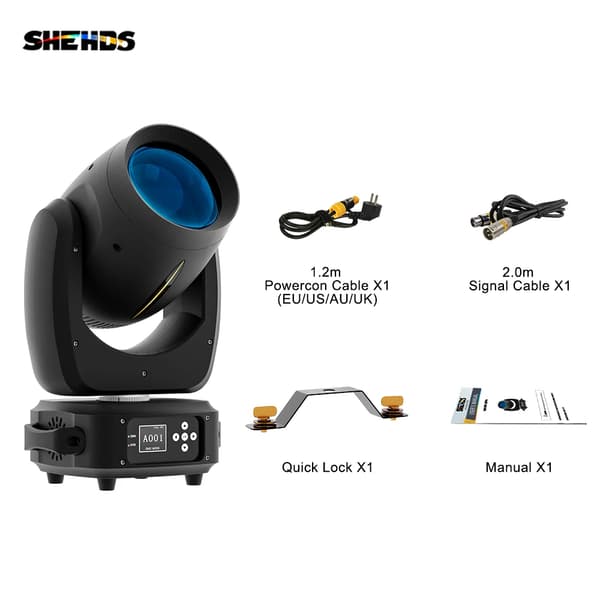 Beam Moving Head Light, 180W Strømforsyning, 2,8° Strålevinkel, 7790 Lux Belysning,180w stråle, EU stik