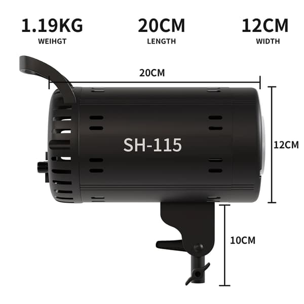 Belysning, dimbar LED, stativ ingår,115W 220V