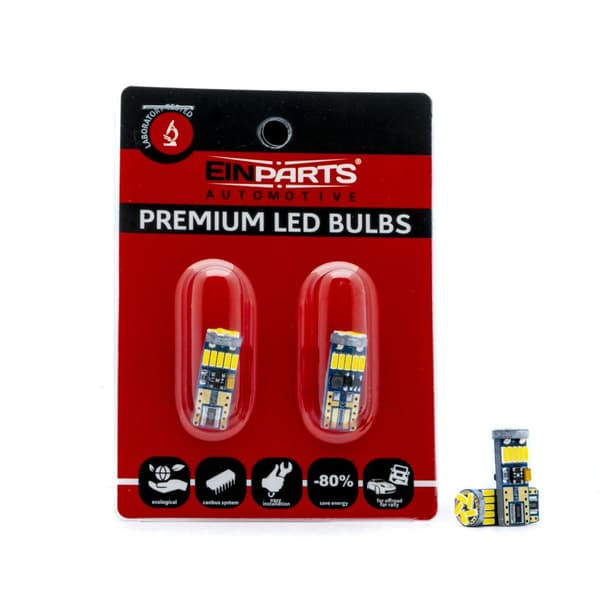 LED-lampor W5W 12V CANBUS 5000K Vita 15x SMD 4014 2 st.
