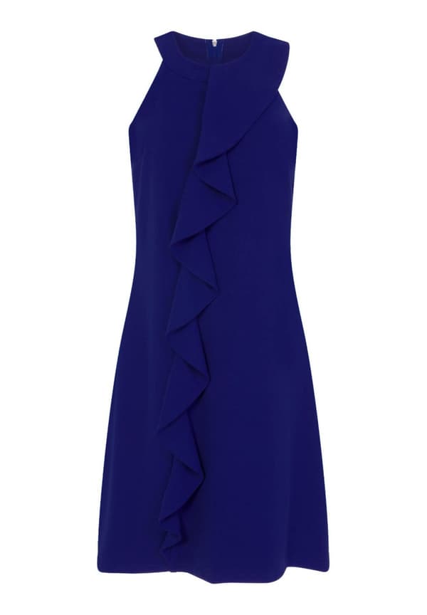 Paper Dolls Dame/Damer Kempsey kjole med flæse foran Cobalt Blue 8 UK