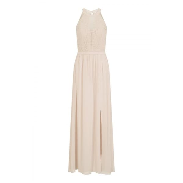 Little Mistress Womens/Ladies Halterneck Eyelash Lace Maxi Dress Nude 12