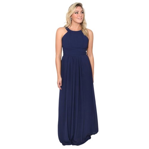 Bild av Krisp Dam- / damplissad Front Chiffon Maxi-klänning
