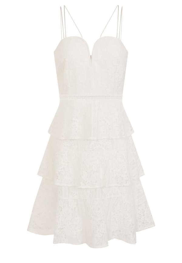 Girls On Film Kvinnor/Damer Starry Eyed Tiered Lace klänning White 16 UK