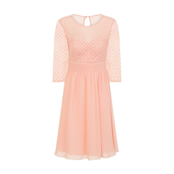 Little Mistress Womens/Ladies Embellished Pearl Midi Prom Dress Pink 14