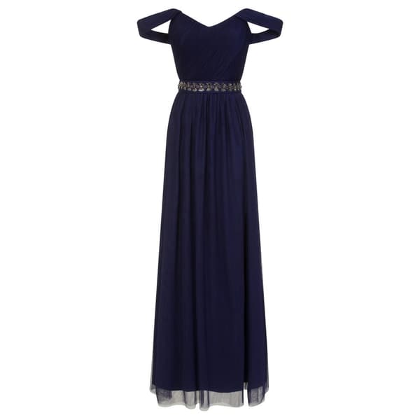 Little Mistress Womens/Ladies Navy Jewel Waist Maxi Dress Navy 16