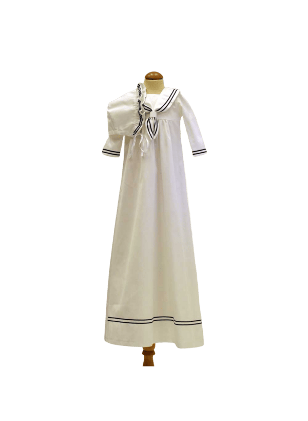 Unisex Baptismal gown with bonnet in sailor look - Grace of Sweden