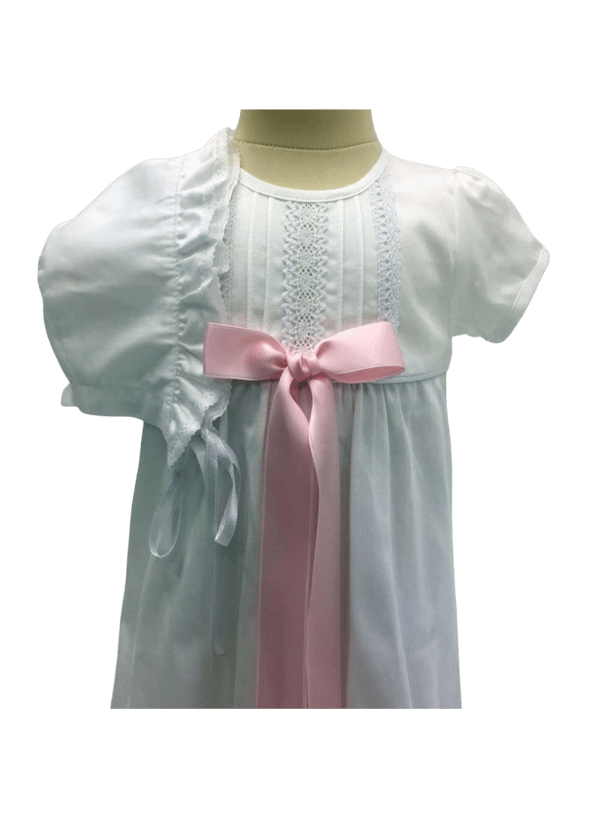 Cotton Christening gown for babys with bonnet and 10 choises of bow colour - Grace of Sweden