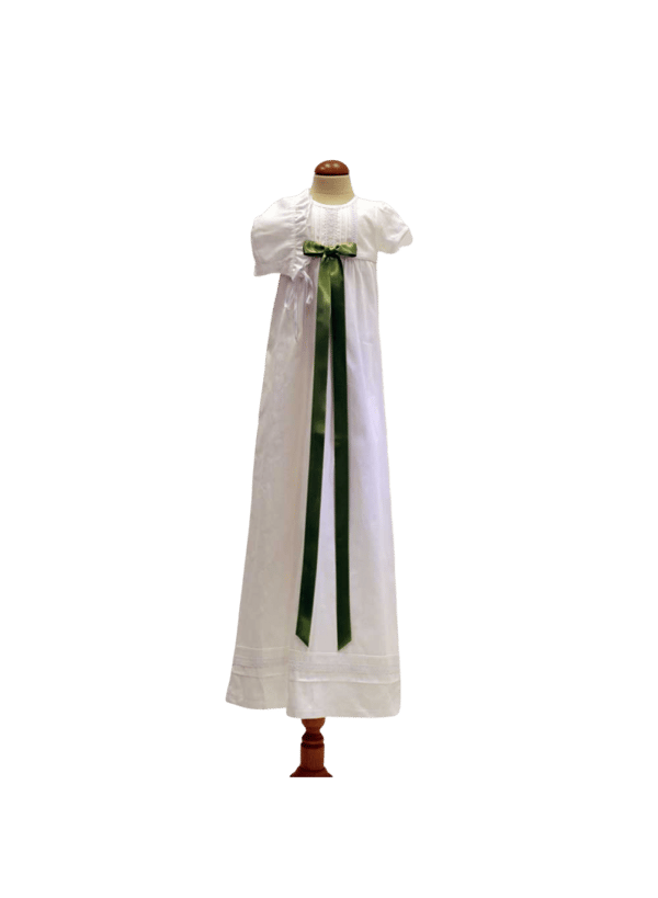 Cotton Christening gown for babys with bonnet and 10 choises of bow colour - Grace of Sweden