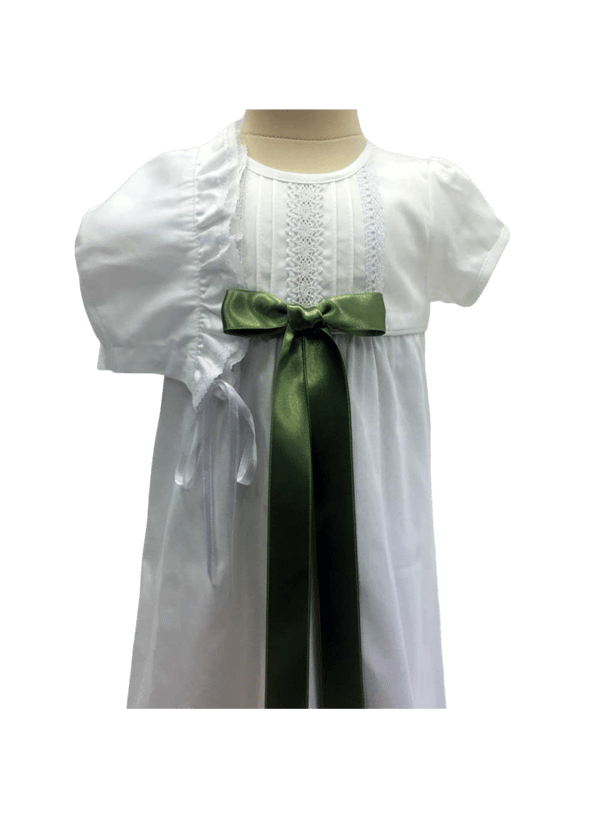 Cotton Christening gown for babys with bonnet and 10 choises of bow colour - Grace of Sweden