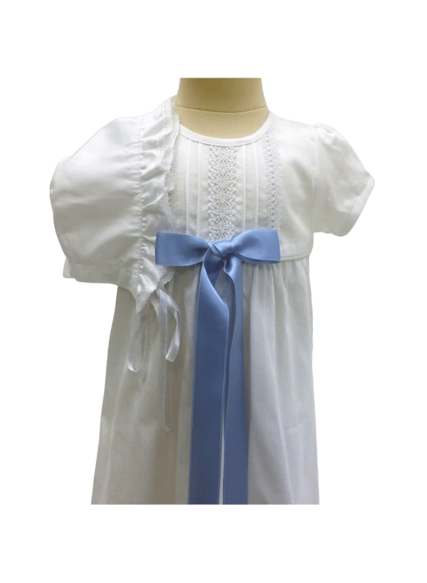 Cotton Christening gown for babys with bonnet and 10 choises of bow colour - Grace of Sweden