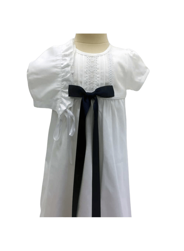 Cotton Christening gown for babys with bonnet and 10 choises of bow colour - Grace of Sweden