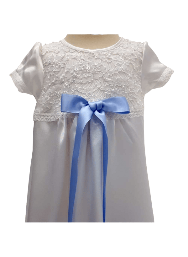 Christening gown in white lace - Grace of Sweden -  short sleeve, 10 bow choices