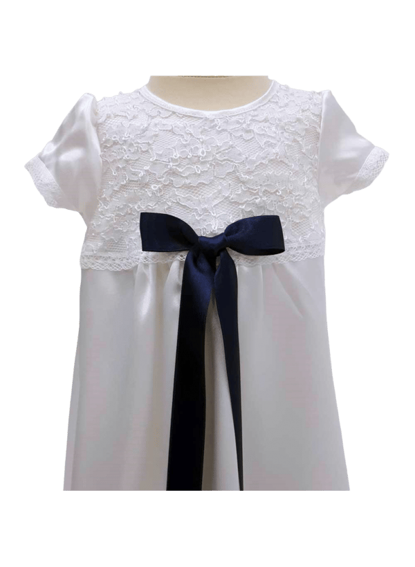 Christening gown in white lace - Grace of Sweden -  short sleeve, 10 bow choices