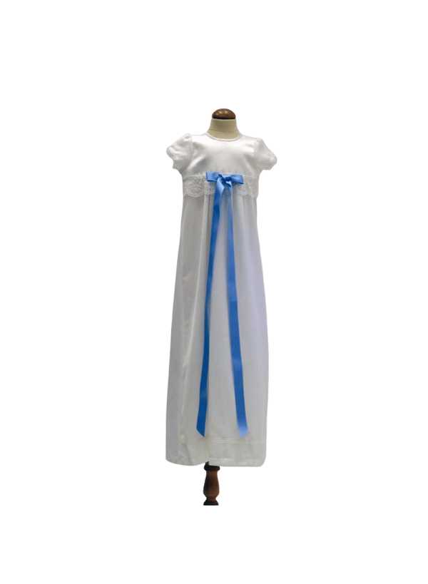 Christening gown with short sleeve and bonnet, 10 free choice of bow,  sess.ka