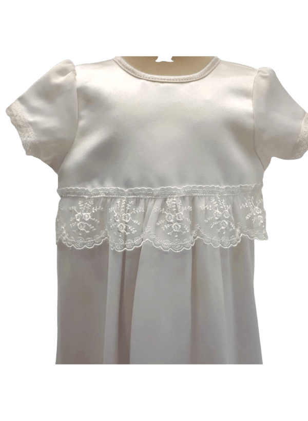 Christening gown with short sleeve and bonnet, 10 free choice of bow,  sess.ka
