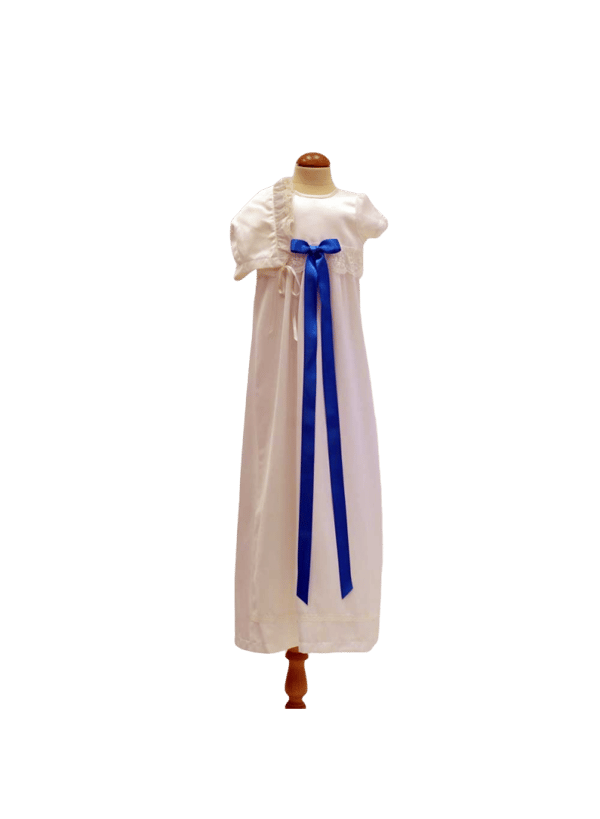 Christening gown with short sleeve and bonnet, 10 free choice of bow,  sess.ka