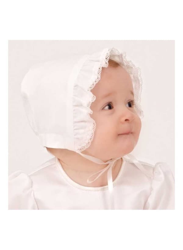 Christening gown with short sleeve and bonnet, 10 free choice of bow,  sess.ka