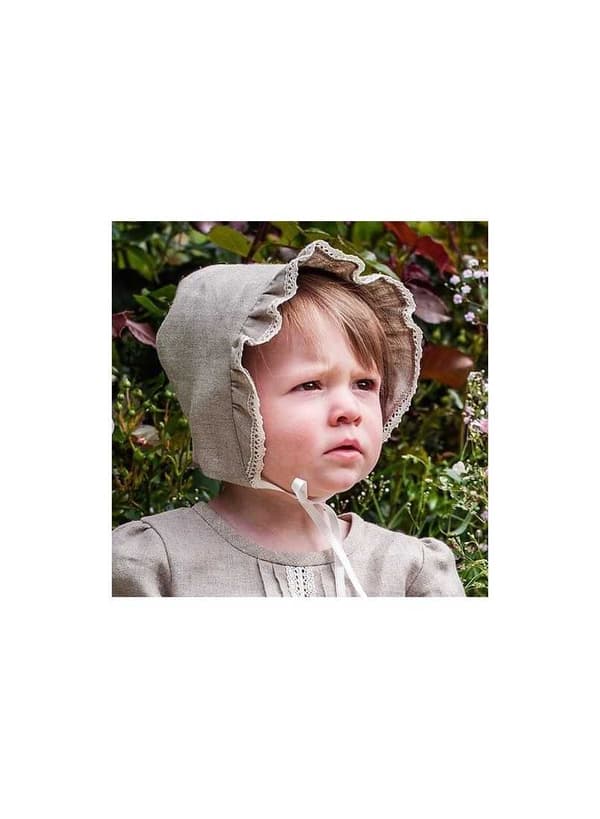 Christening gown in linen - Grace of Sweden - bonnet 10 choices of bows