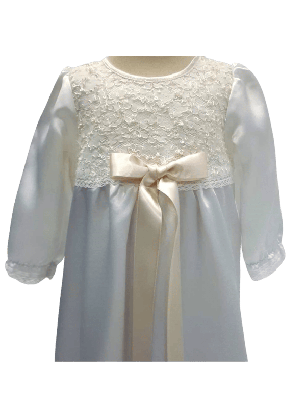 Baptism gown with long sleeve and lace. 10 choices of  bow - Grace of Sweden