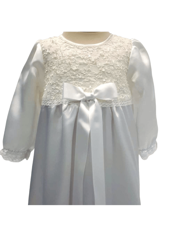 Baptism gown with long sleeve and lace. 10 choices of  bow - Grace of Sweden